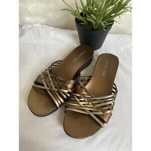 Canyon Creek Bronze Metallic Strappy Slide Sandals Size 8.5